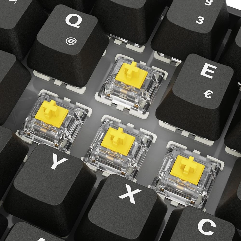 Sharkoon SKILLER SGK50 S4 Gen2 PBT, Gaming-klaviatūra - juodas, DE-išdėstymas, Gateron G Pro 3.0 Geltona