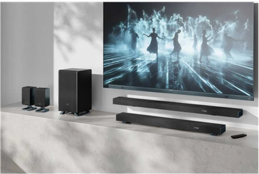 Namų kino sistema „Sharp“ | 3.1.2 „Dolby Atmos“ / „DTS:X“ garso juosta su belaidžiu žemųjų dažnių garsiakalbiu | HT-SBW53121(BK) | „Bluetooth“