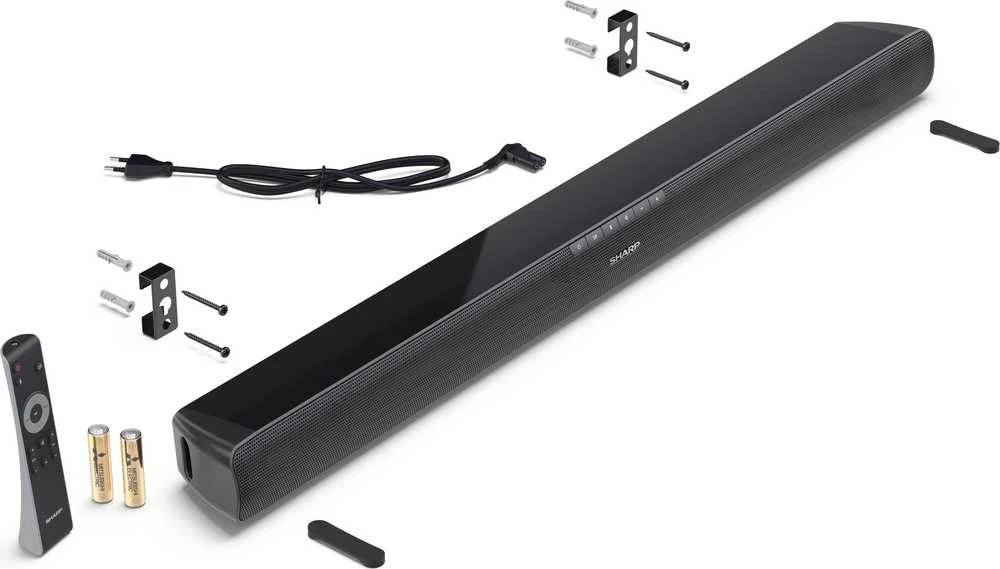 Namų kino sistema „Sharp HT-SB100 2.0 Soundbar“, skirta televizoriui, didesniam nei 32“, HDMI ARC/CEC, Aux-in, optinė, Bluetooth, USB, 80 cm, blizgus Juodas | Sharp | Taip | Soundbar televizoriui, didesniam nei 32" | HT-SB100 | Juodas | Ne | USB prievadas | AUX in | Bluetooth | Belaidė jungtis
