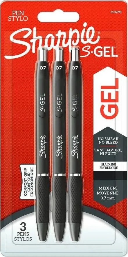 Irwin Rašiklis „Sharpie S-GEL", juodas, blist., 3 vnt.