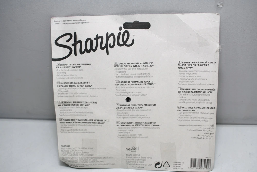 Sharpie Fine žymekliai, juodi (pakuotėje 12 vnt.) - 1996111