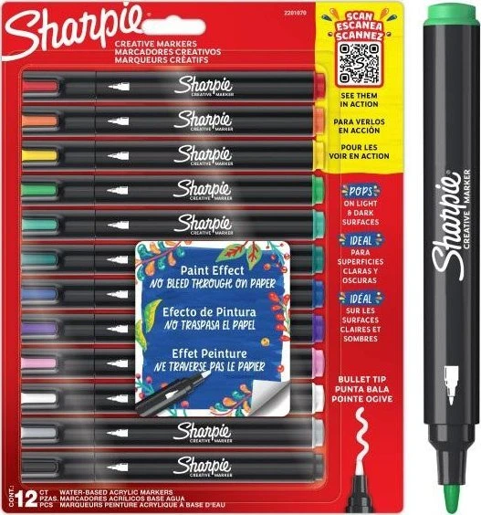 Sharpie kūrybinių akrilinių žymeklių rinkinys 12 spalvų - 2201070