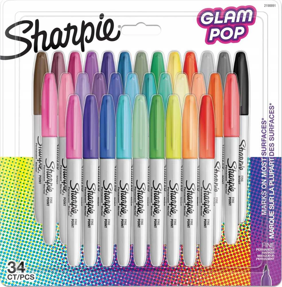 Markeriai Sharpie Fine Permanent Glam Pop 34 spalvų - 2198891