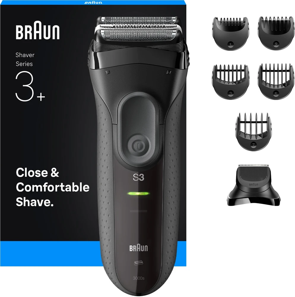 Barzdaskutė Braun Series 3+ 3000BT, juoda