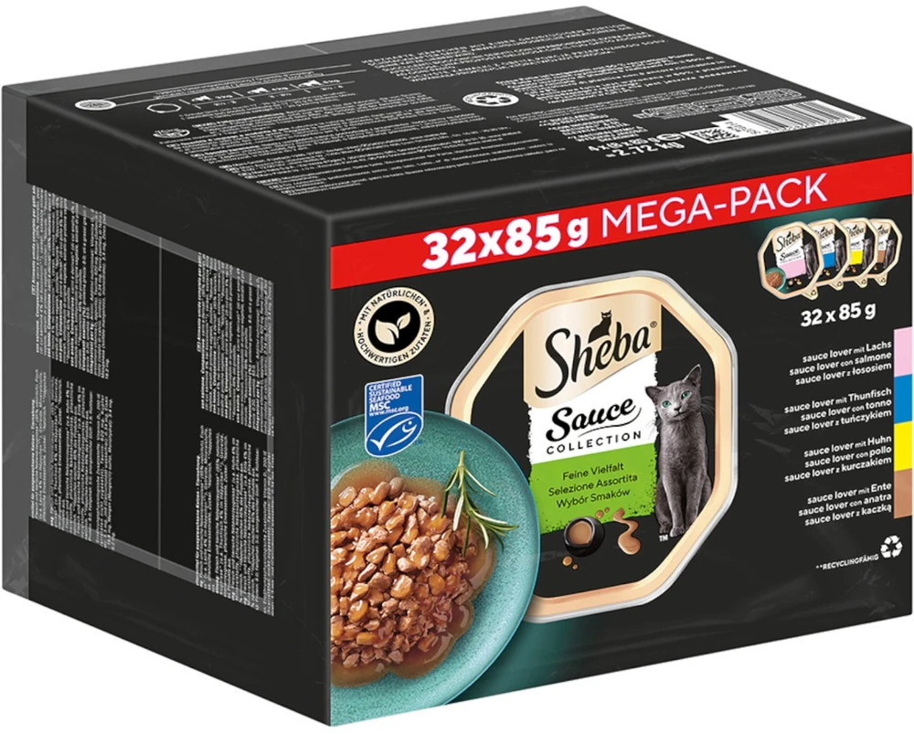 SHEBA anties/vištienos/alkūnės/tuno padažo formelė 32x85g