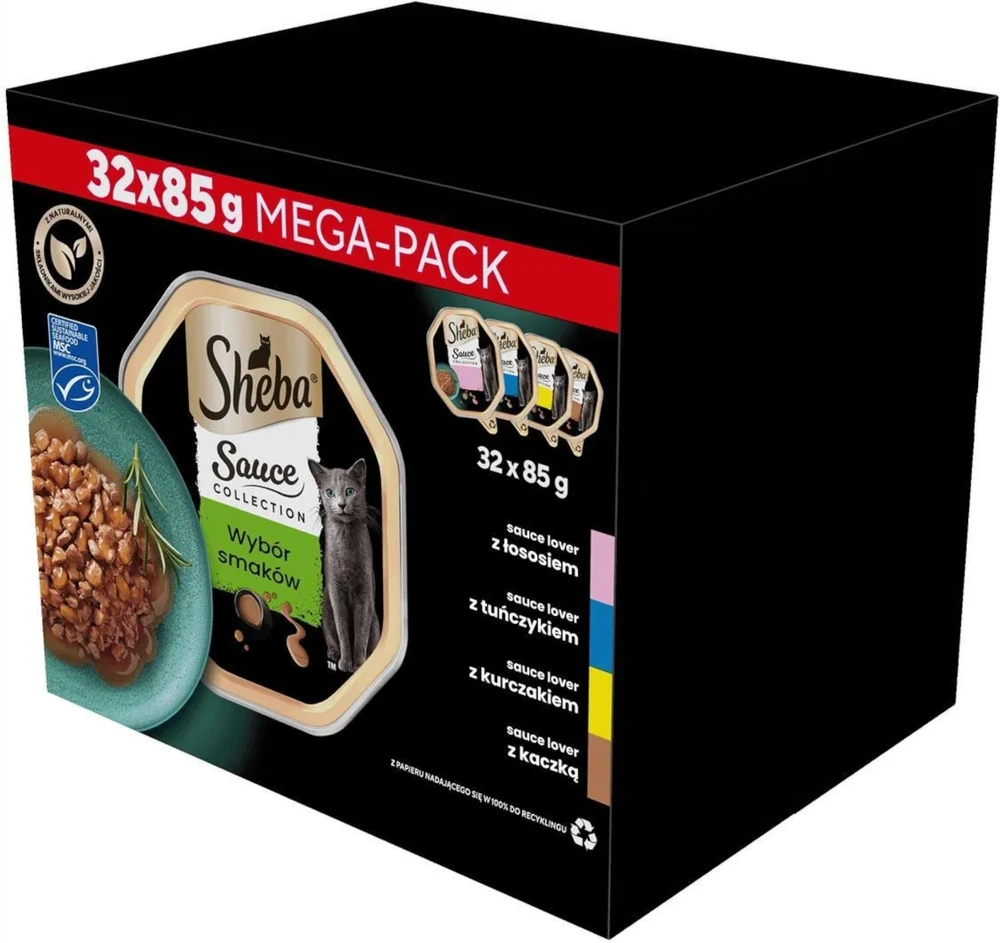 SHEBA anties/vištienos/alkūnės/tuno padažo formelė 32x85g