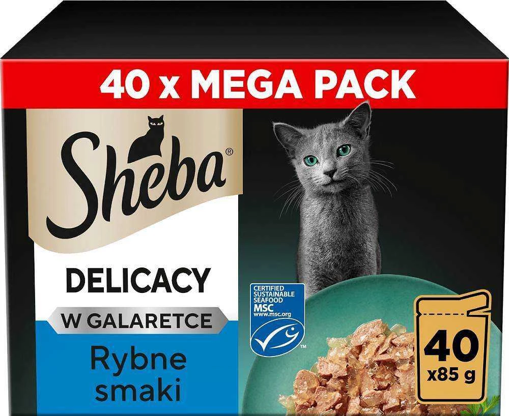 Katės maistas - SHEBA delikatesas žuvies skonių želėje (Sheba, 40x85g, begrūdis)