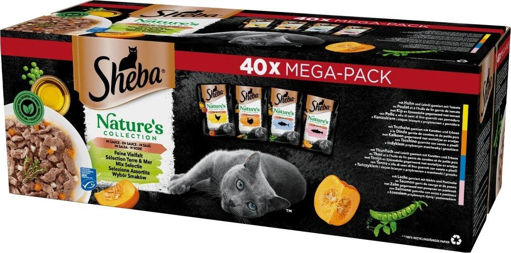Drėgnas Kačių Maistas - Sheba Nature's Collection Mišinys 40x85g