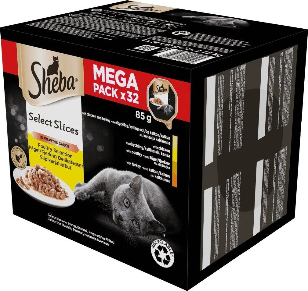 SHEBA tray sauce poultry/vištiena/ kalakutiena - wet cat food - 32x85 g