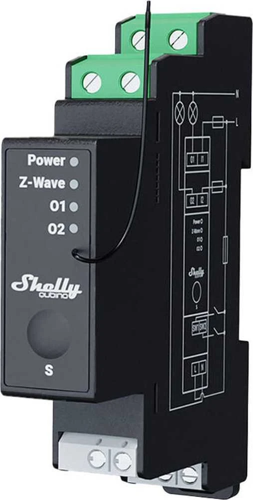 Shelly Qubino Wave Pro 2PM​ profesionalus 2 kanalų DIN bėgio išmanusis jungiklis su energijos matavimu.