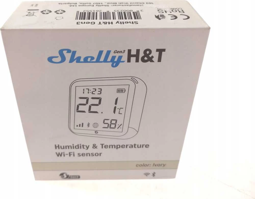 Shelly H&T GEN3 Wifi temperatūros ir drėgmės sensorius IVORY