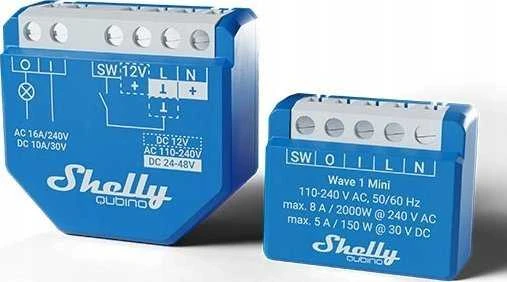 Shelly Qubino Wave 1 Mini 1-kanalo 8 A išmanusis jungiklis su sausais kontaktais