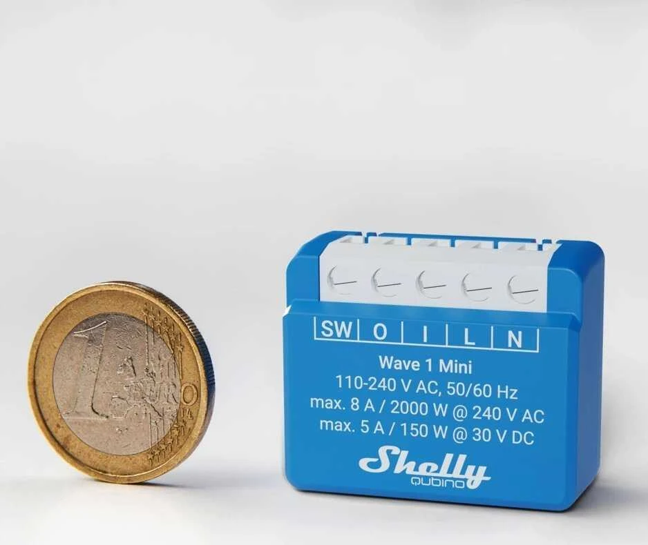 Shelly Qubino Wave 1 Mini 1-kanalo 8 A išmanusis jungiklis su sausais kontaktais