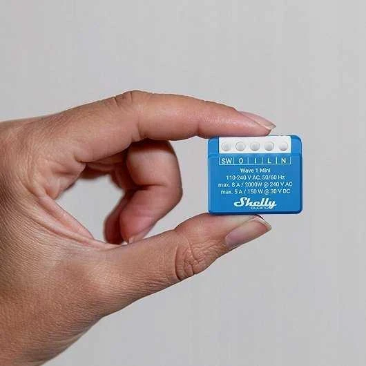 Shelly Qubino Wave 1 Mini 1-kanalo 8 A išmanusis jungiklis su sausais kontaktais