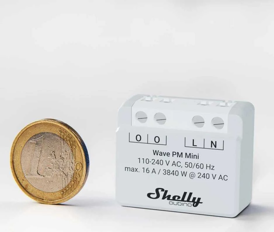 Shelly Qubino Wave PM Mini Z-Wave® išmanusis energijos skaitiklis, 1 kanalo, 16 A.