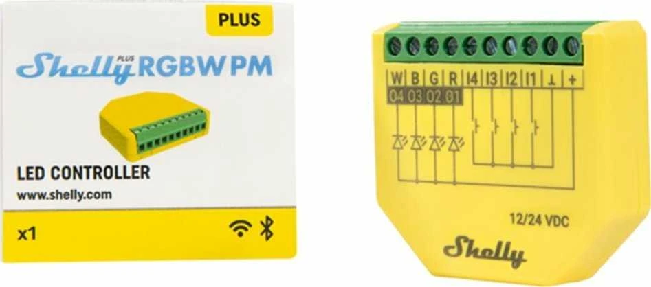 Shelly Plus RGBW PM LED juostos valdiklis (Wifi, Bluetooth)