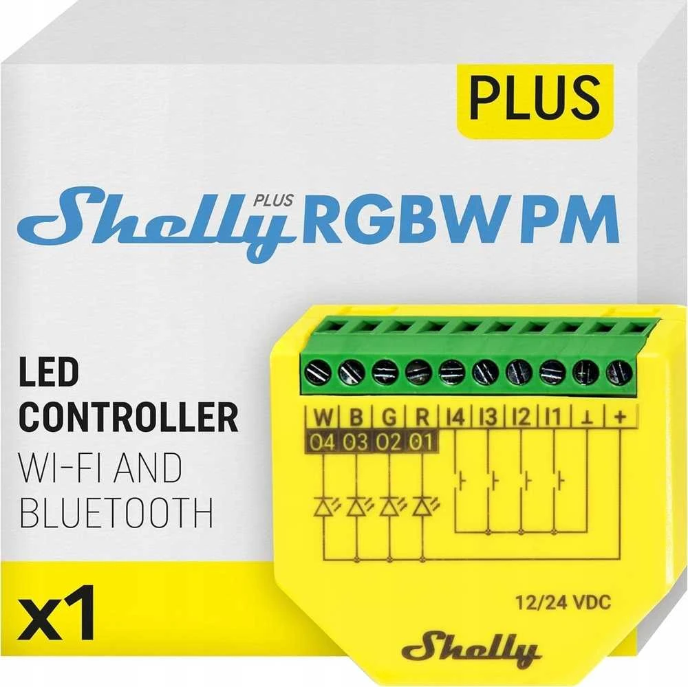 Shelly Plus RGBW PM LED juostos valdiklis (Wifi, Bluetooth)