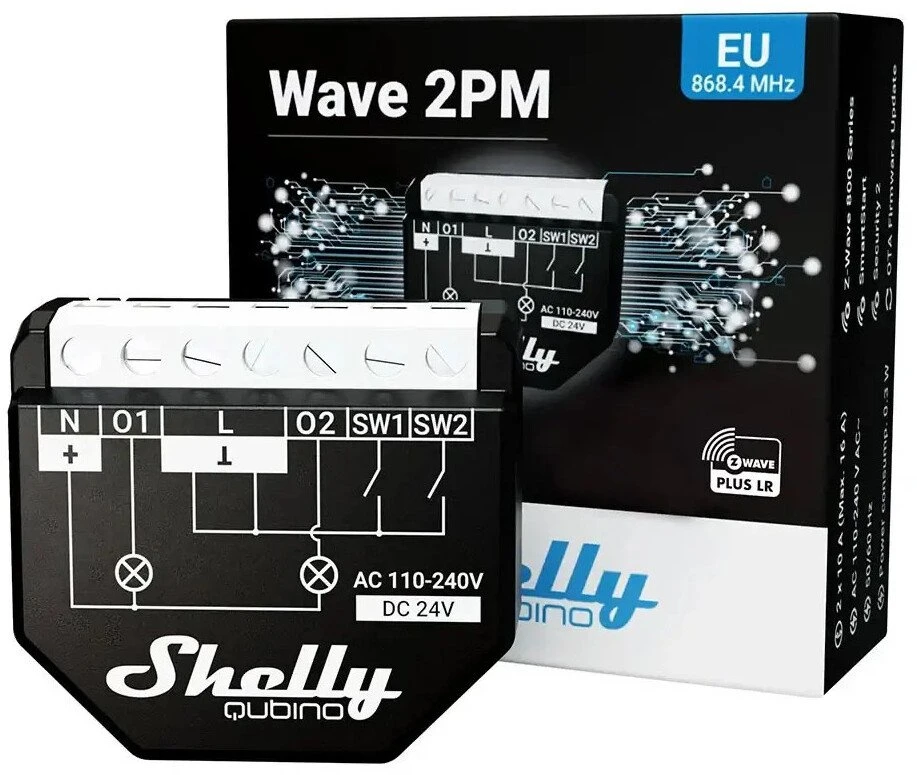 SHELLY Wave 2PM šviesos jungiklis