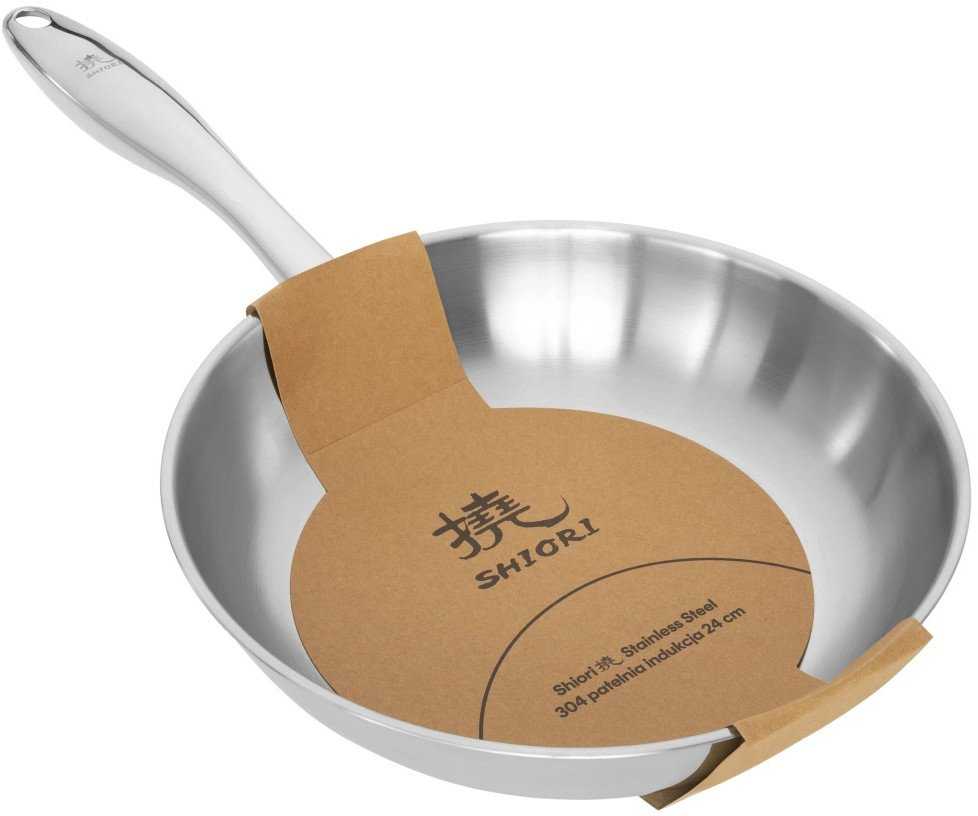 Shiori Nerūdijančio plieno 304 keptuvė be dangos, indukcinė, 24 cm