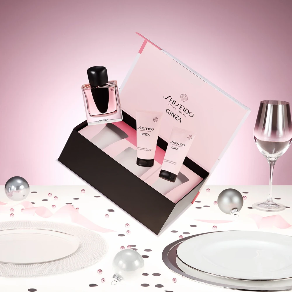 Set Shiseido: Ginza Eau De Parfum For Women, 50 ml + Ginza Moisturizing Losjonas kūnui, 50 ml + Ginza Hydrating Hand Kreminis, 50 ml