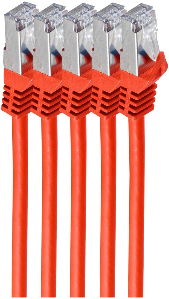 Shiverpeaks Patchcord BASIC-S Cat 7, S/FTP, PiMF, LSZH, raudona, 0.5m, 5 vnt (BS75511-0.5R-SET5)