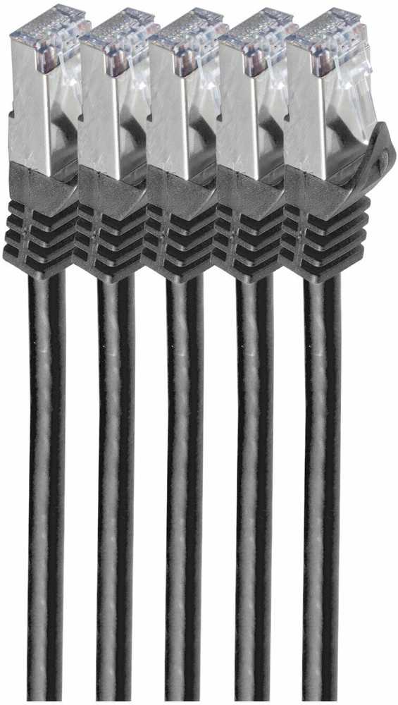 Shiverpeaks Patchcord BASIC-S Cat 7, S/FTP, PiMF, LSZH, juoda, 3m, 5 vnt (BS75513-S-SET5)