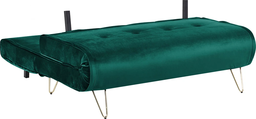 Beliani Dvivietė išskleidžiama sofa VESTFOLD, veliūras, tamsiai žalia