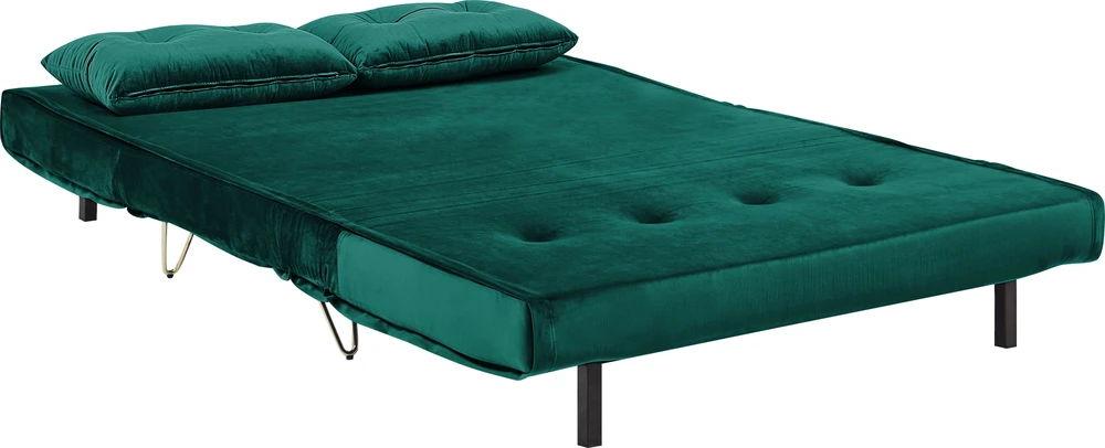 Beliani Dvivietė išskleidžiama sofa VESTFOLD, veliūras, tamsiai žalia