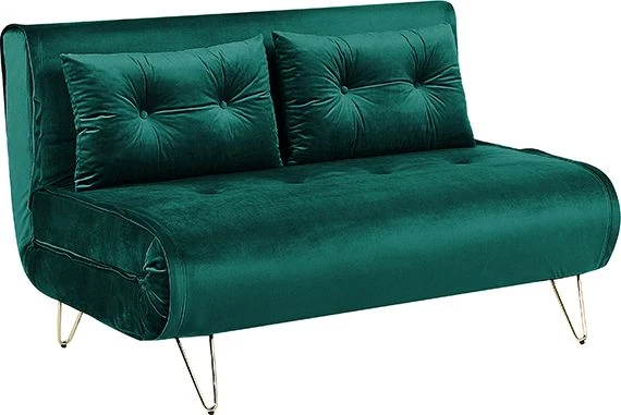 Beliani Dvivietė išskleidžiama sofa VESTFOLD, veliūras, tamsiai žalia