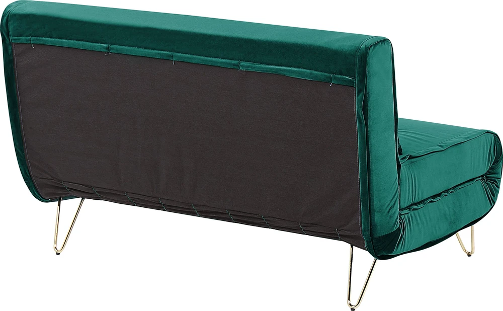Beliani Dvivietė išskleidžiama sofa VESTFOLD, veliūras, tamsiai žalia