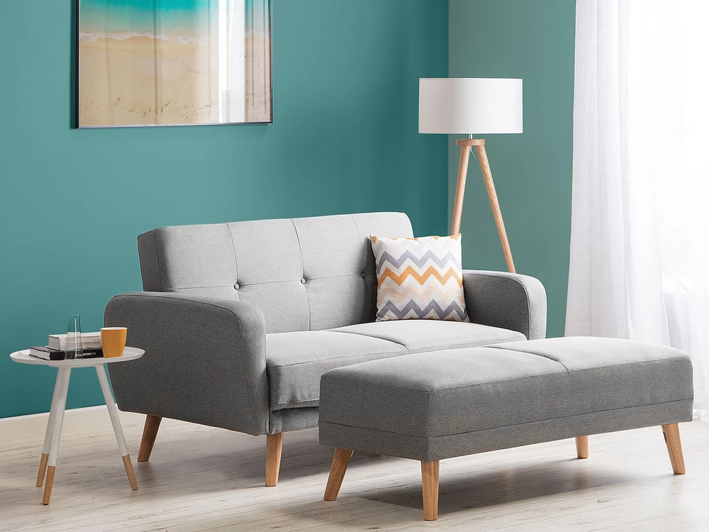 Beliani Išskleidžiama sofa 2 asmenims FLORLI šviesiai pilka