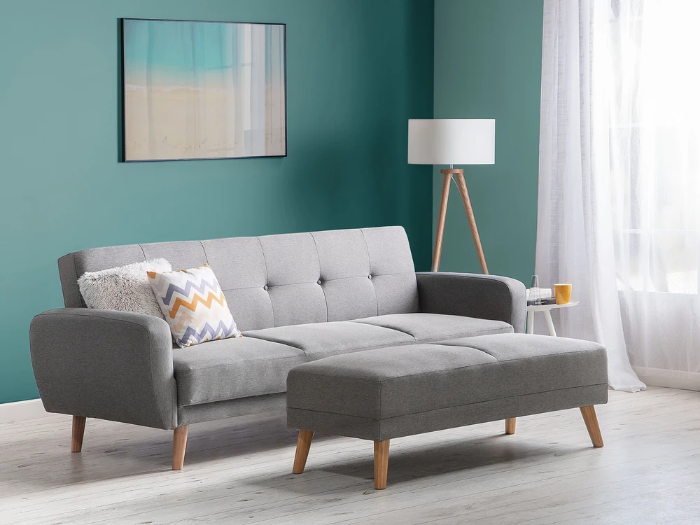 Beliani Trivietė sofa-lova FLORLI šviesiai pilka