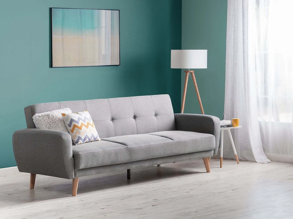 Beliani Trivietė sofa-lova FLORLI šviesiai pilka