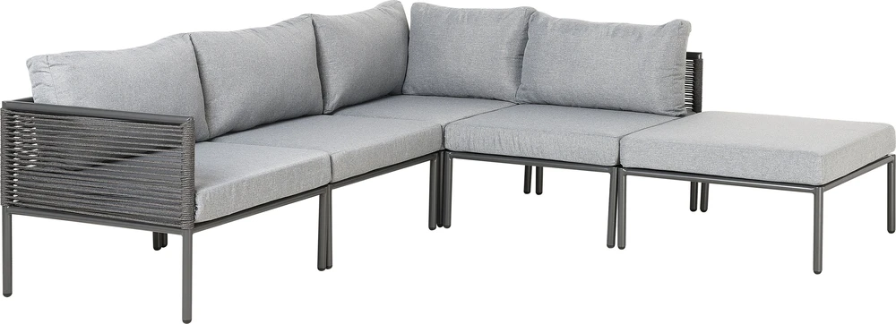 Lauko baldų komplektas Beliani Sodo kampinė sofa su staliuku 6 asmenims FORANO pilka metalinė