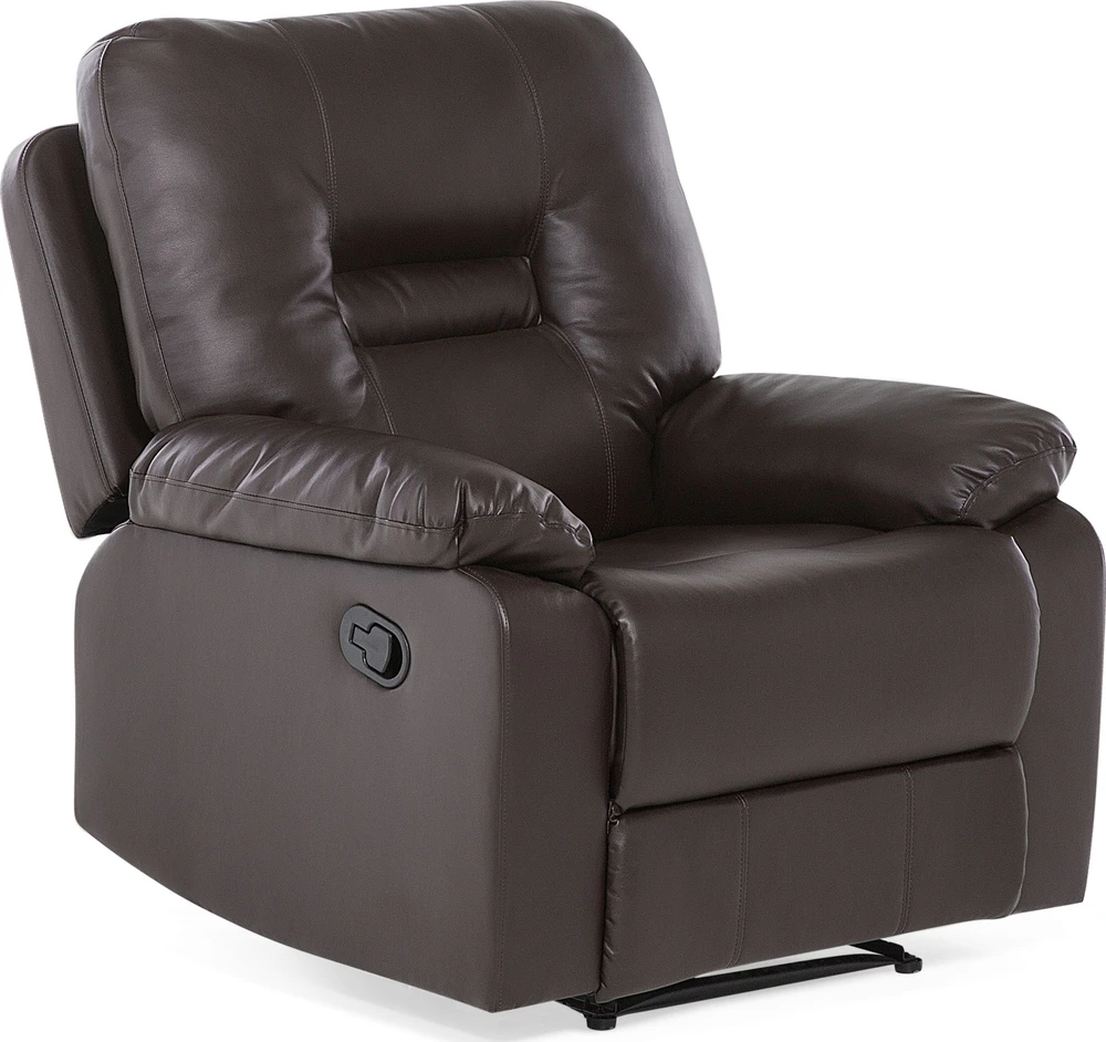 Sofa Beliani Poilsio baldų komplektas su mechanine relaksacijos funkcija 6 asmenims BERGEN eko oda rudas
