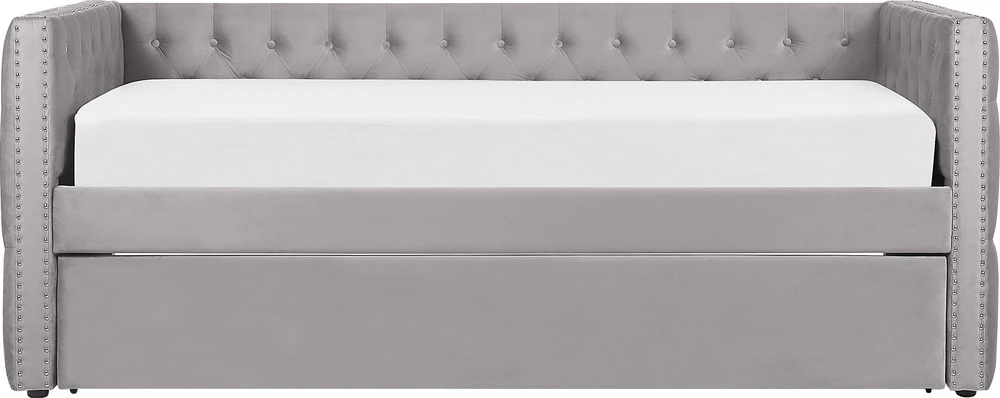 Beliani Išskleidžiama lova veliūrinė GASSIN 90 x 200 cm pilka