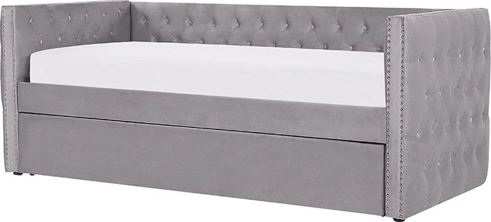 Beliani Išskleidžiama lova veliūrinė GASSIN 90 x 200 cm pilka