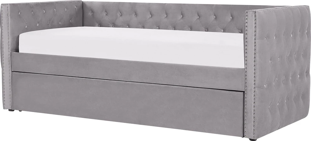 Beliani Išskleidžiama lova veliūrinė GASSIN 90 x 200 cm pilka