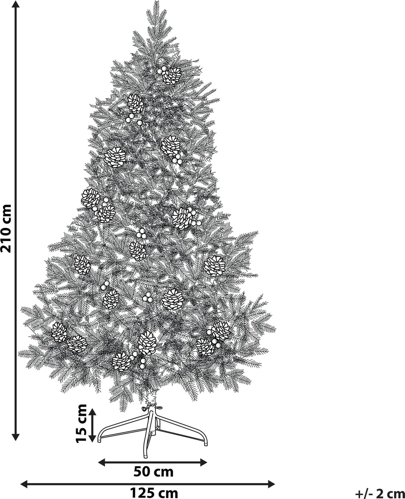 Beliani Dirbtinė Kalėdų eglutė su LED lemputėmis PALOMAR 210 cm žalia