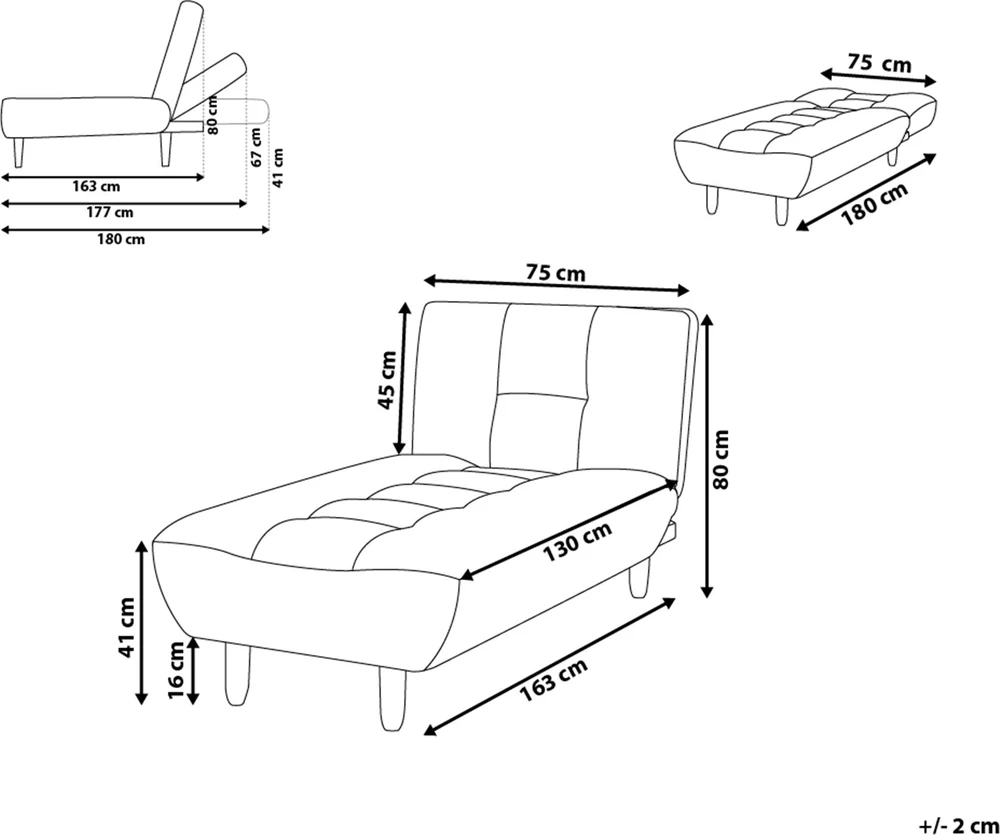 Sofa Beliani Šezlongas ALSTEN tamsiai pilkas