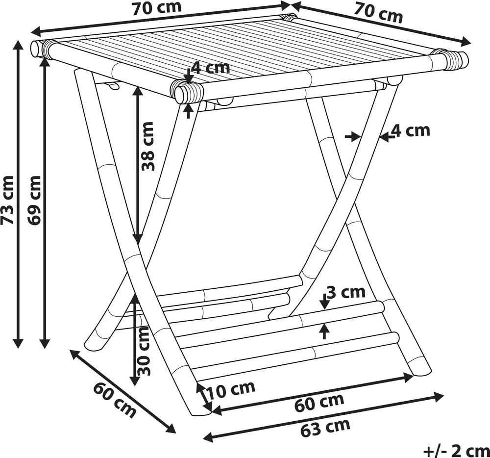 Beliani Bistro staliukas MOLISE 70 cm 70 cm Bambukas Rudas