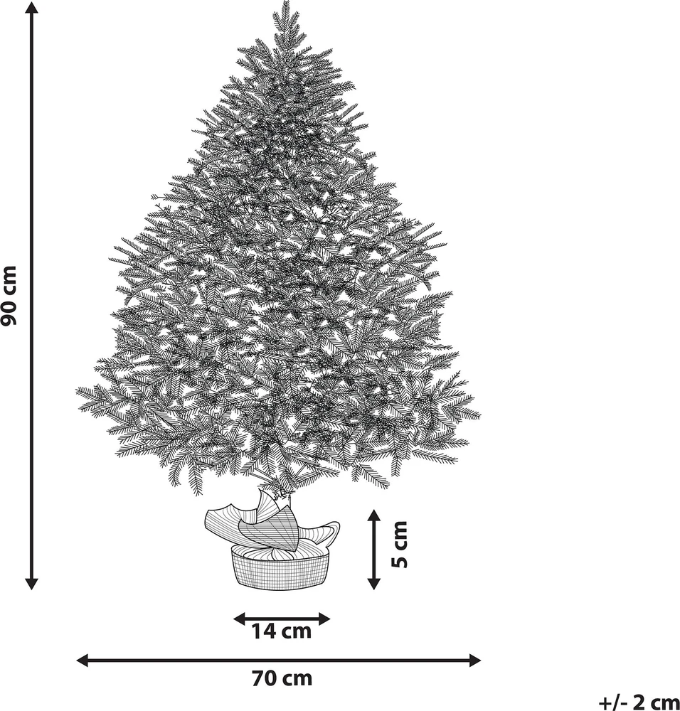 Beliani Apsnigta dirbtinė kalėdinė eglutė RINGROSE 90 cm Žalia