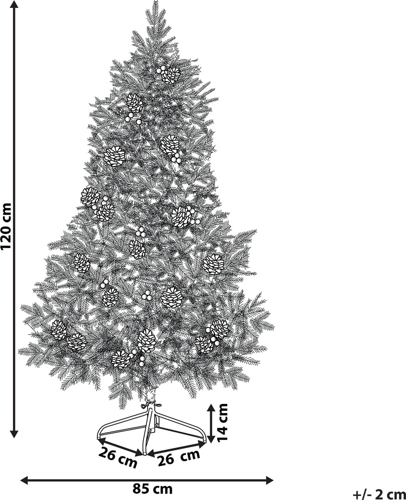Beliani Dirbtinė Kalėdų eglutė su LED lemputėmis PALOMAR 120 cm tamsiai žalia