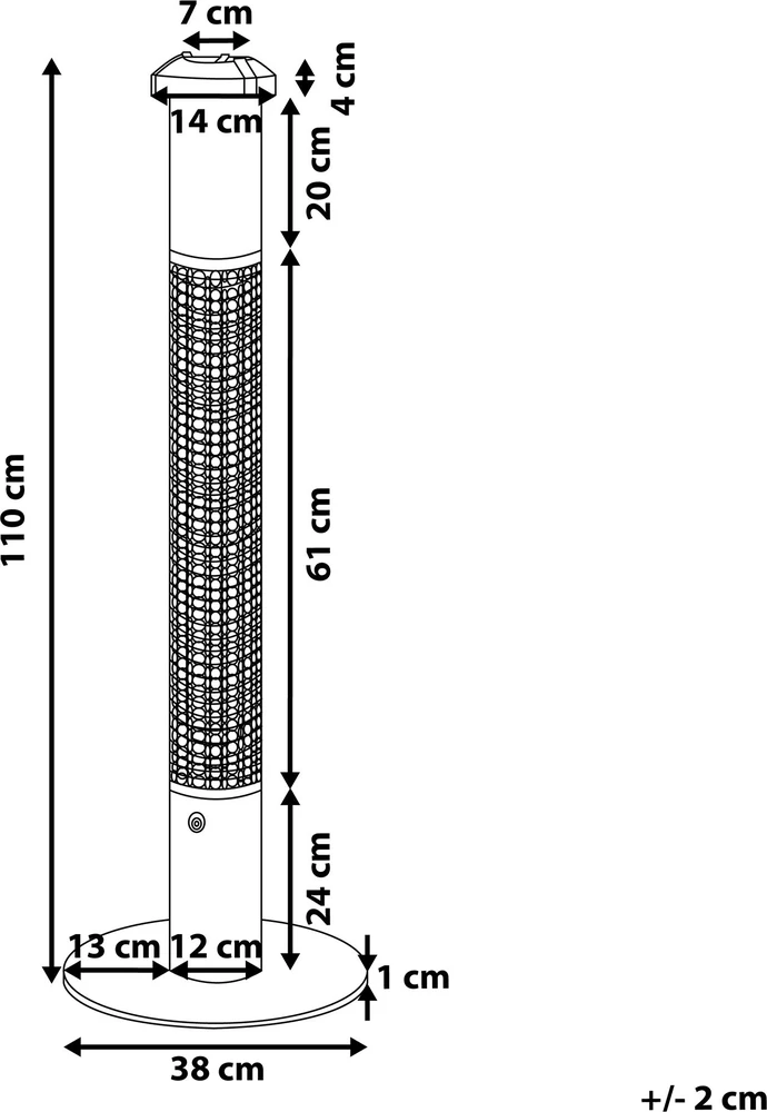 Beliani Laisvai pastatomas infraraudonųjų spindulių šildytuvas VEZUVIO 1500 W juodas