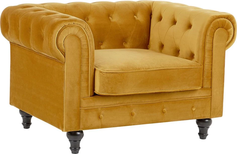 Fotelis Beliani Fotel CHESTERFIELD aksominis auksinis