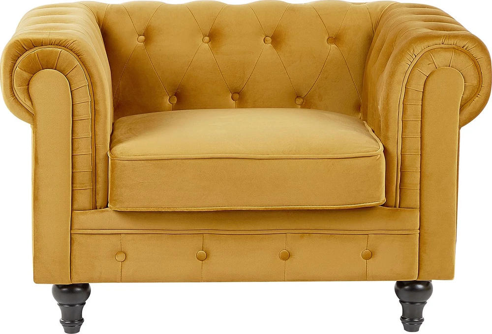 Fotelis Beliani Fotel CHESTERFIELD aksominis auksinis