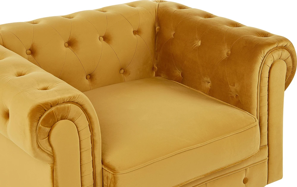 Fotelis Beliani Fotel CHESTERFIELD aksominis auksinis