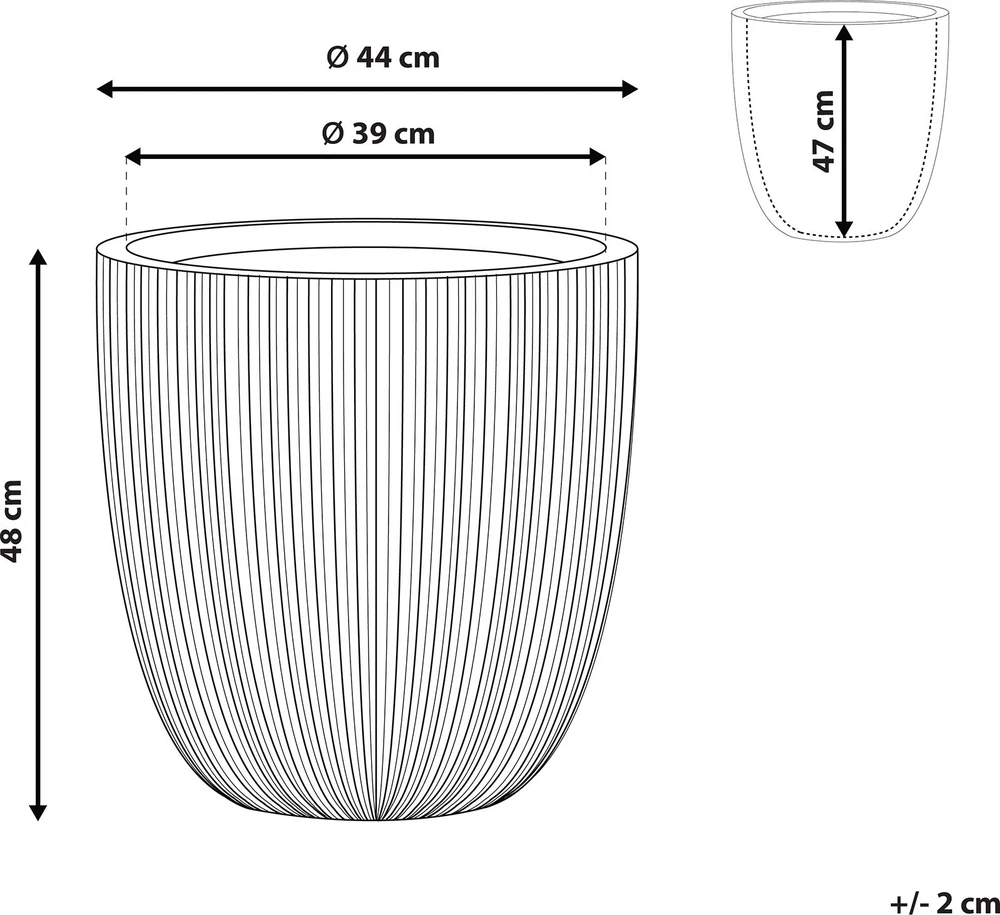 Beliani Vazonas CHIOS 44 cm pilkas