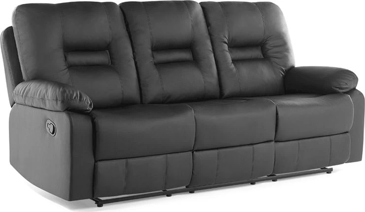 Sofa Beliani 6 vietų svetainės baldų komplektas su rankine atsipalaidavimo funkcija BERGEN juodas dirbtinės odos