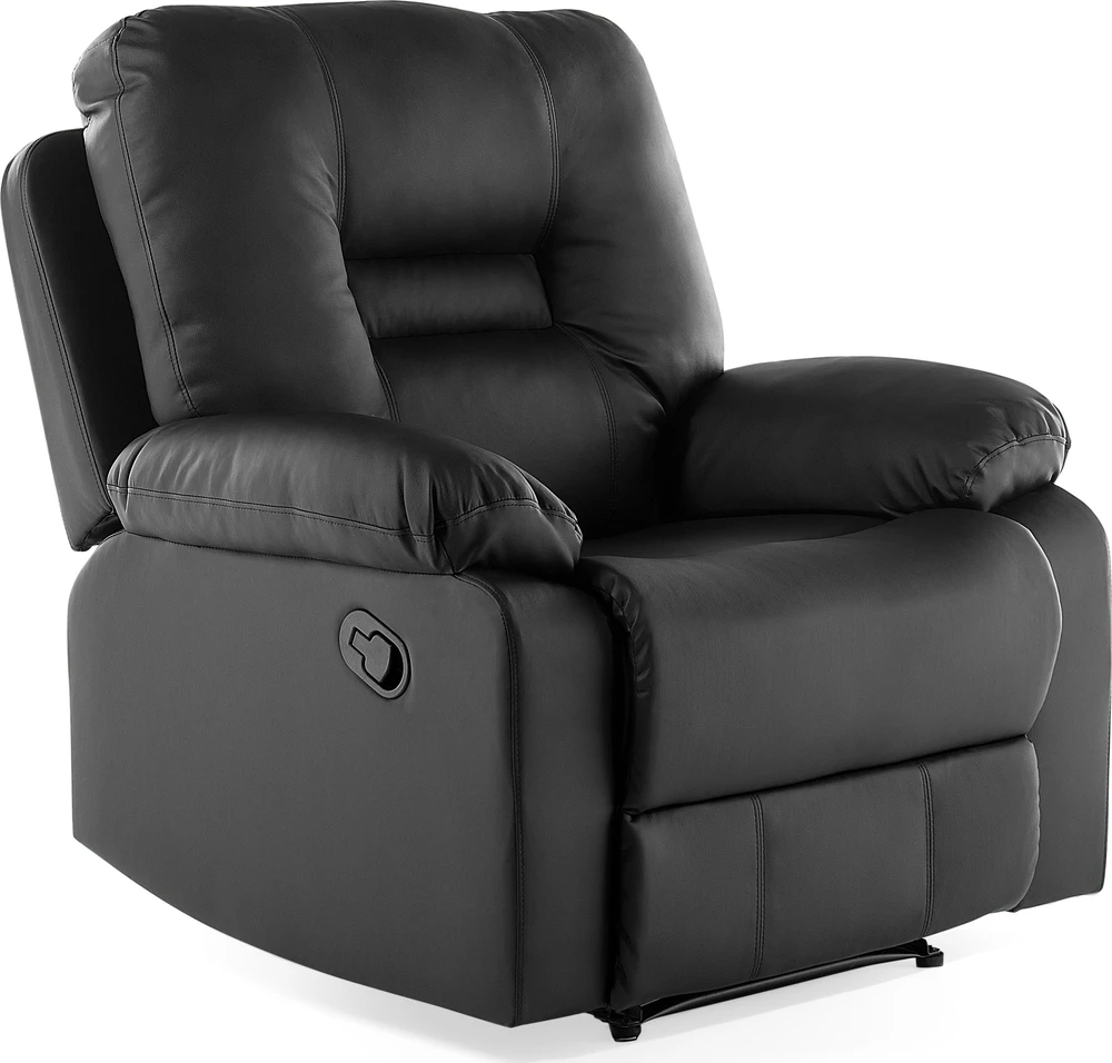 Sofa Beliani 6 vietų svetainės baldų komplektas su rankine atsipalaidavimo funkcija BERGEN juodas dirbtinės odos